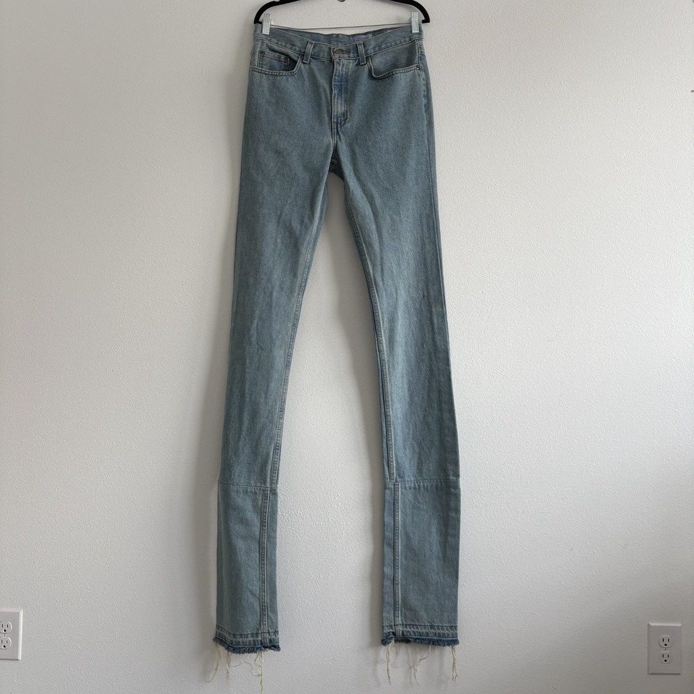 Vale Live Stack Jeans Mens 32x48 Blue Denim Extra Long Legs Raw Hem Light Wash